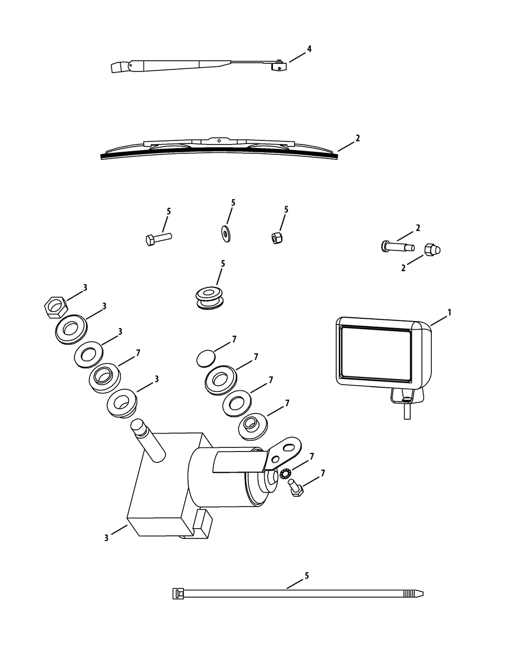 Wiper And Light Assembly Diagram and Parts List for 39A70028100  Cub Cadet Lawn Tractor Accessories